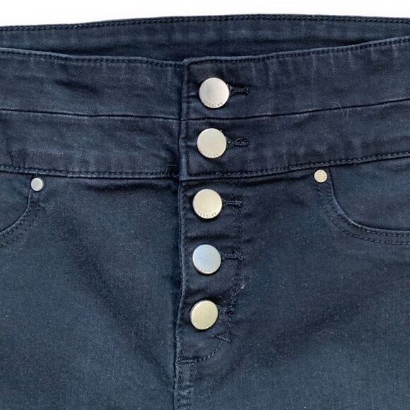 Abercrombie & Fitch High Rise Super Skinny Jeans Black Denim Button Fly Moto - Picture 6 of 12